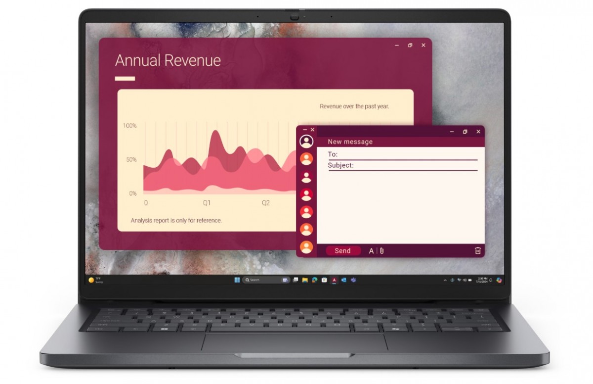 Laptop Dell Pro 14 PC14250 W11P C5 120U/16GB/512GB CL25/14.0 FHD+/INT/FgrPr/FHD/IRCam/Mic/WLAN+BT/BcklKb/3C/3YPS Magnetite color, textured finish