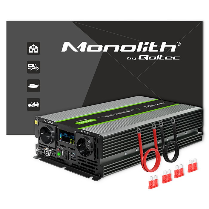 Przetwornica napięcia Monolith | 3000W | 6000W | 24V na 230V |   Czysty Sinus | LCD 