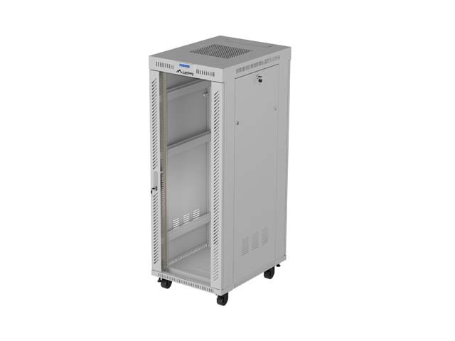 Szafa instalacyjna rack stojąca 19" 32U 600x800 szara drzwi     przeszkolne  LCD ( Flat pack) 