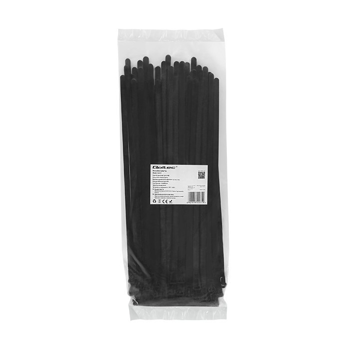 Opaski zaciskowe wielorazowe/trytytki | 7.2*300mm | Nylon UV |   Czarne 