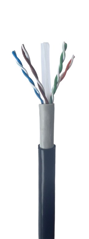 Kabel sieciowy LAN UTP, kat. 6, drut, 305m, zewnętrzny, czarny