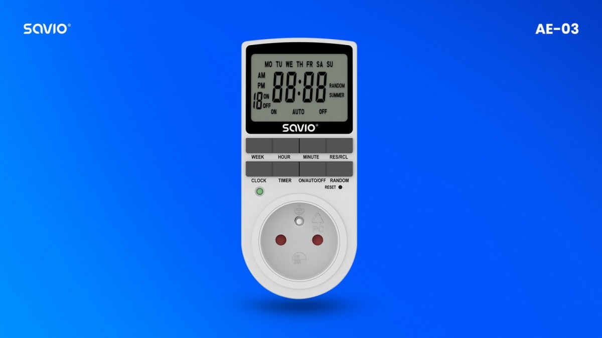 Programator czasowy z ekranem LCD, 16A, 3680W, AE-03 