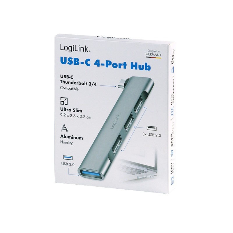 Smukły HUB USB-C do 1x USB-A 3.0 3xUSB-A 2.0 