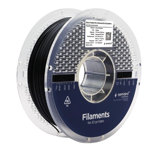 Filament PLA ekstra elastyczny, 1,75 mm, 1 kg, czarny