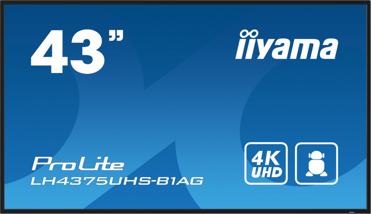Monitor 42.5 cala ProLite LH4375UHS-B1AG, 24/7,IPS,ANDROID.11,4K,500cd/m2,WiFi,3xHDMI,DP,Daisy/Chain,2xUSB,2x10W,RJ45,iiSignage2,FailOver,SDM,4GB/32GB