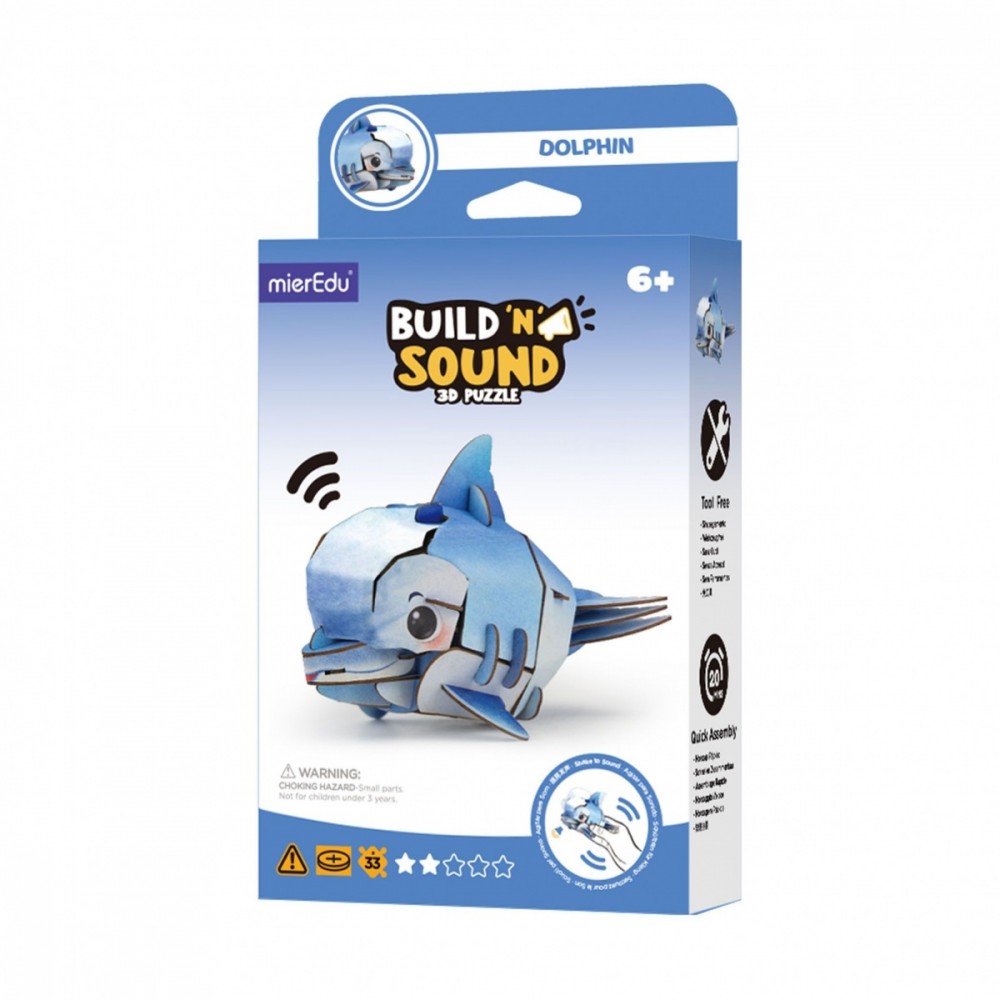 Puzzle 3D MierEdu Buduj i słuchaj - Delfin