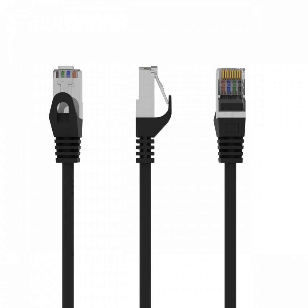 Patch cord ekranowany FTP kat.6 osłonka zalewana 1m czarny