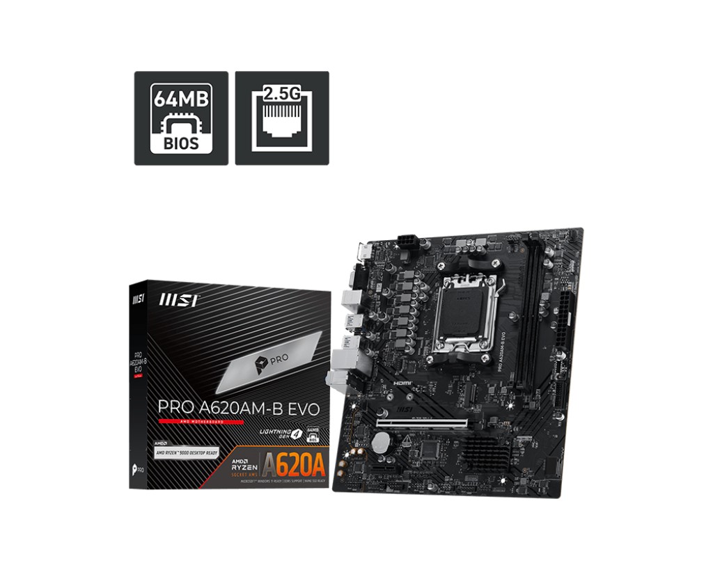 Płyta główna PRO A620AM-B EVO AM5 2DDR5 HDMI/VGA mATX 