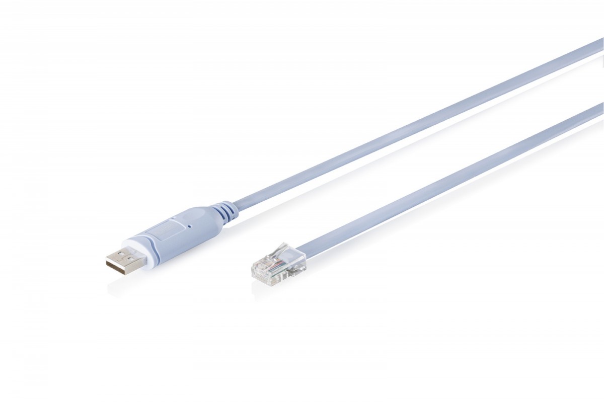 Kabel adapter do konsoli USB-A 2.0 męski do RJ45 | Chipset FTDI (FT232RNL) | jasnoniebieski | 1.8m