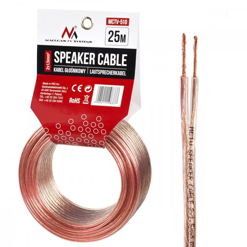 Kabel głośnikowy 25m MCTV-510 2x1.5mm2