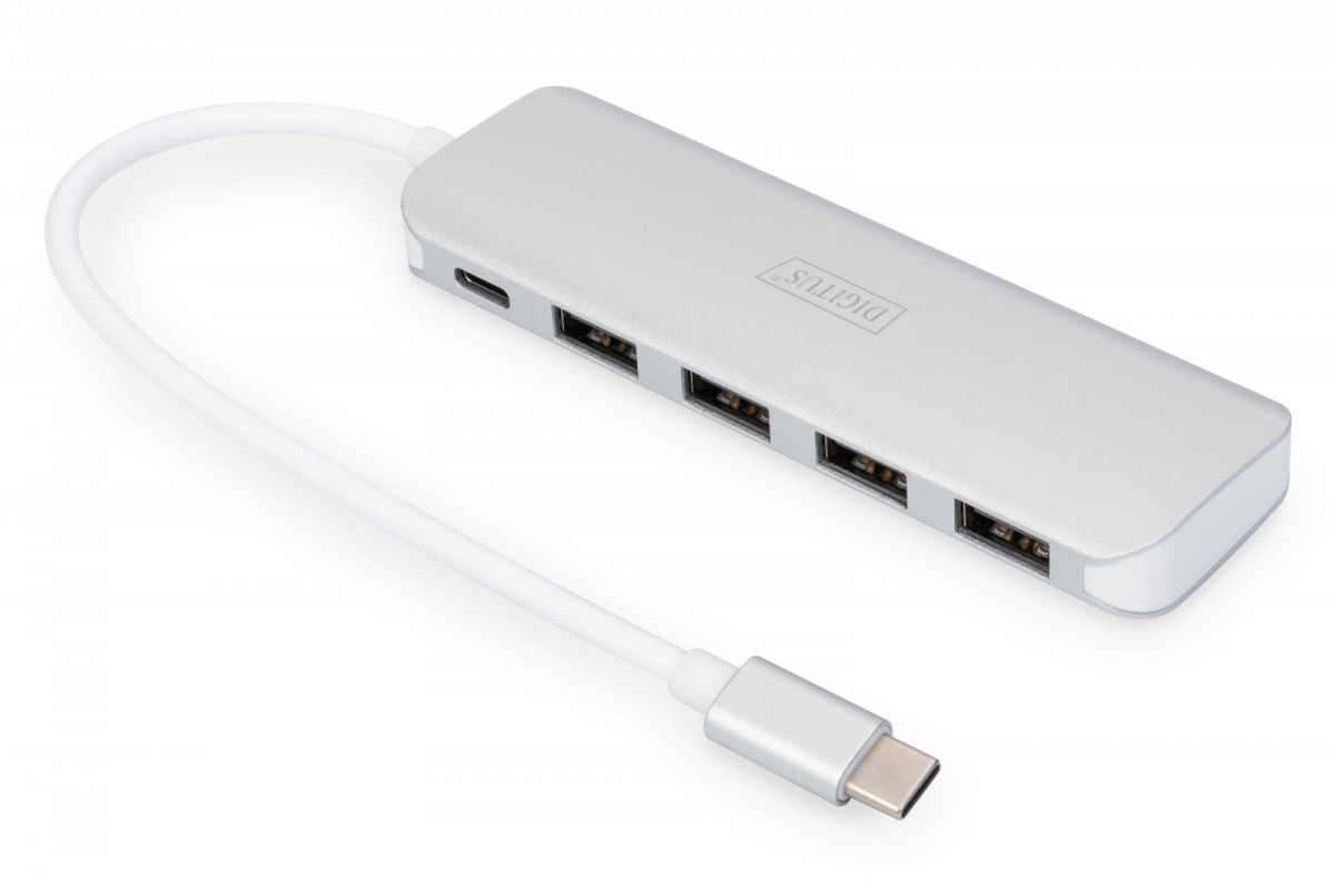 HUB/Koncentrator 4-portowy USB 3.0 SuperSpeed z Typ C Power Delivery, aluminium