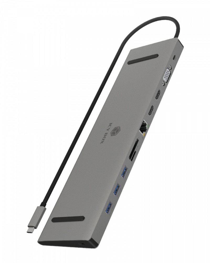 Stacja dokująca IB-DK2106a-CPD 11 w 1, 2x HDMI, 1x VGA, LAN, czytnik kart, 3x USB, 100W PD 