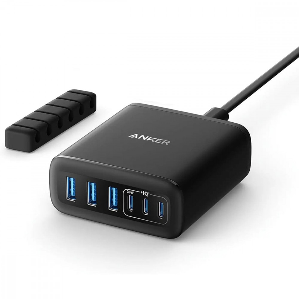 Ładowarka GaN 112W 3xUSB-A 3xUSB-C czarna