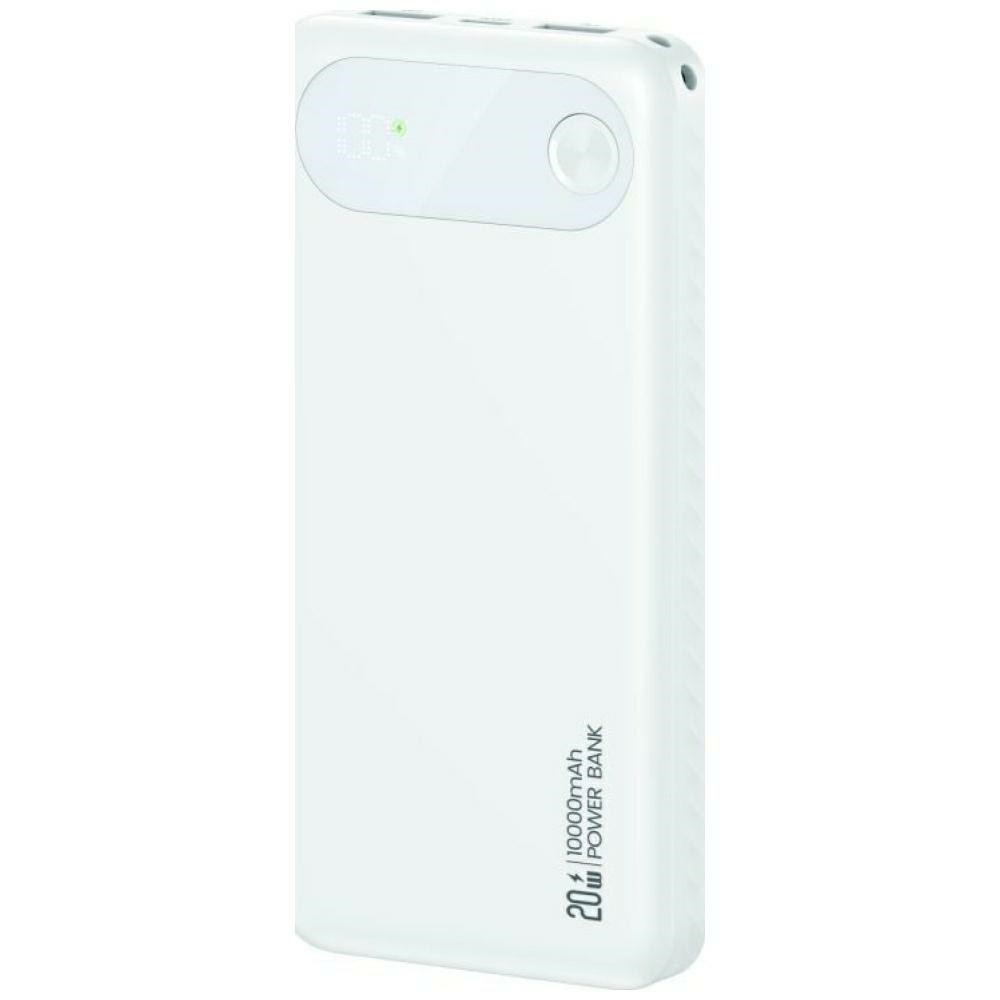 Powerbank PB80 10000mAh 20W PD 2xUSB-A + USB-C biały 