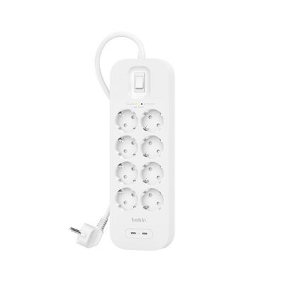 Listwa zasilająca SurgePlus 8x schuko 2xUSB-C 900J 2m 