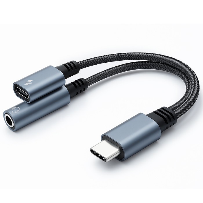 Adapter USB-C 2w1 | USB-C | Jack 3.5mm | PD 15W | 10cm 