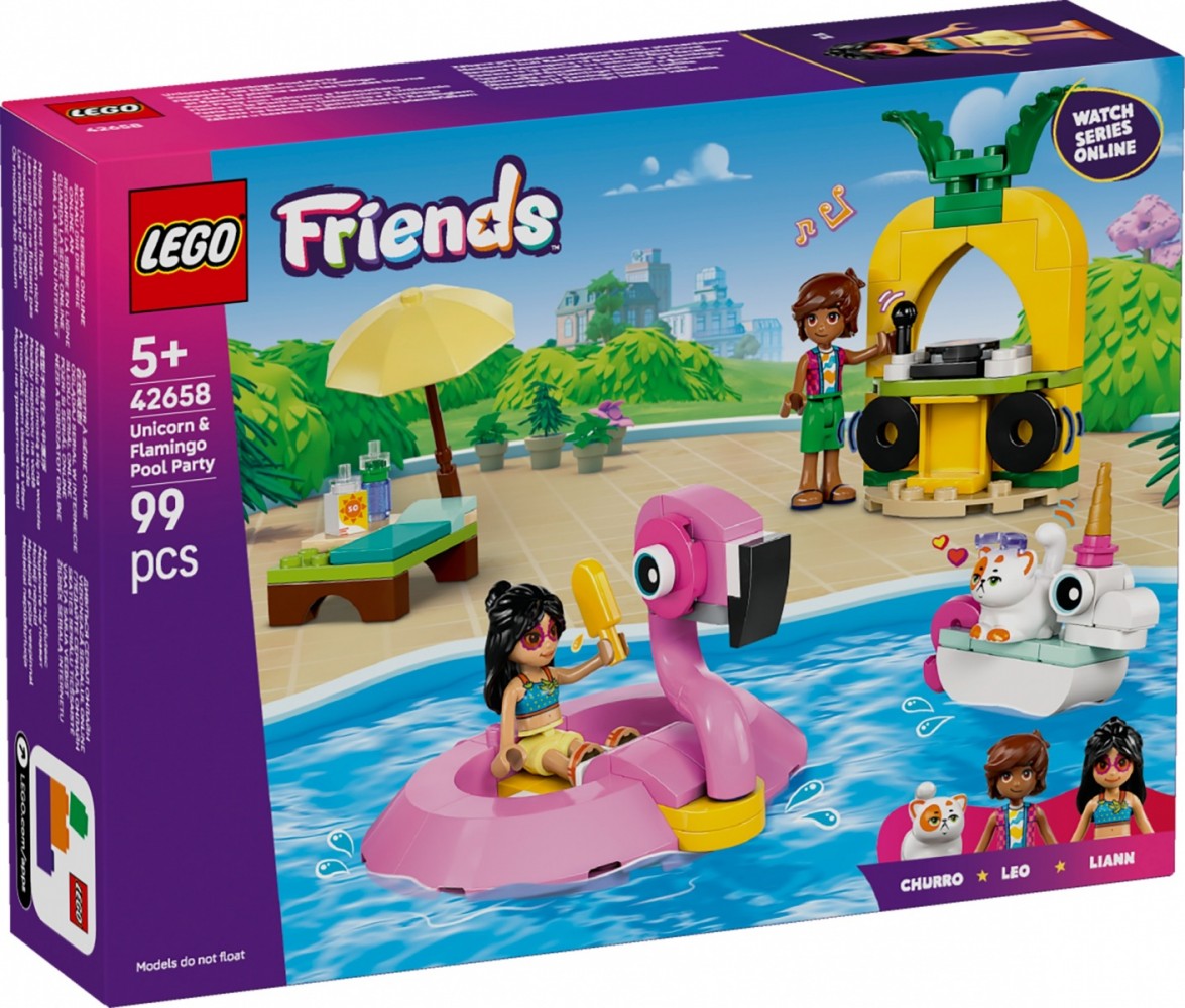 Klocki Friends 42658 Impreza na basenie z jednorożcem i flamingiem 
