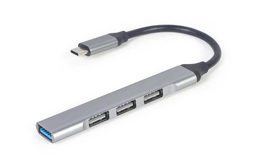 HUB USB typu C 4-portowy USB 3.0x1, USB 2.0x3, srebrny 
