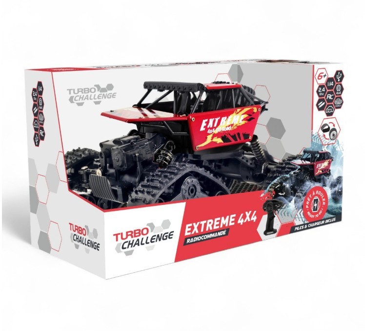 Pojazd R/C Turbo Challange Extreme 4x4 z wymiennymi kołami 