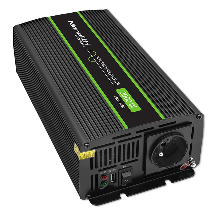 Przetwornica napięcia Monolith | 1000W | 2000W | 12V na 230V |   Czysty Sinus 
