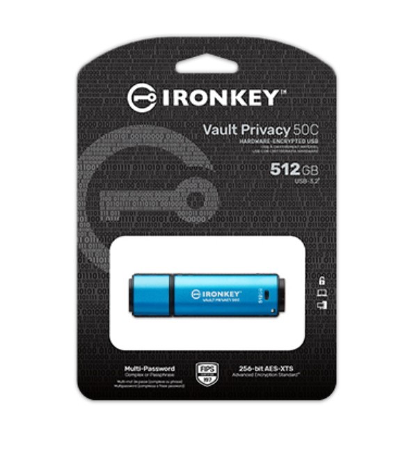 Pendrive 512GB IronKey Vault Privacy50C AES-256 FIPS-197 