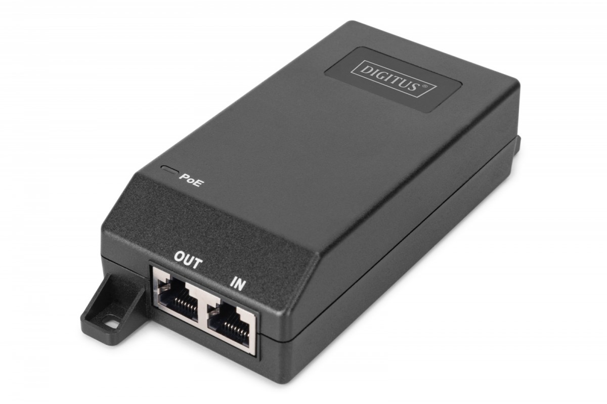 Zasilacz/Adapter PoE+ 802.3at aktywny max. 55V 30W 10/100/1000Mbps, transmisja do 100m