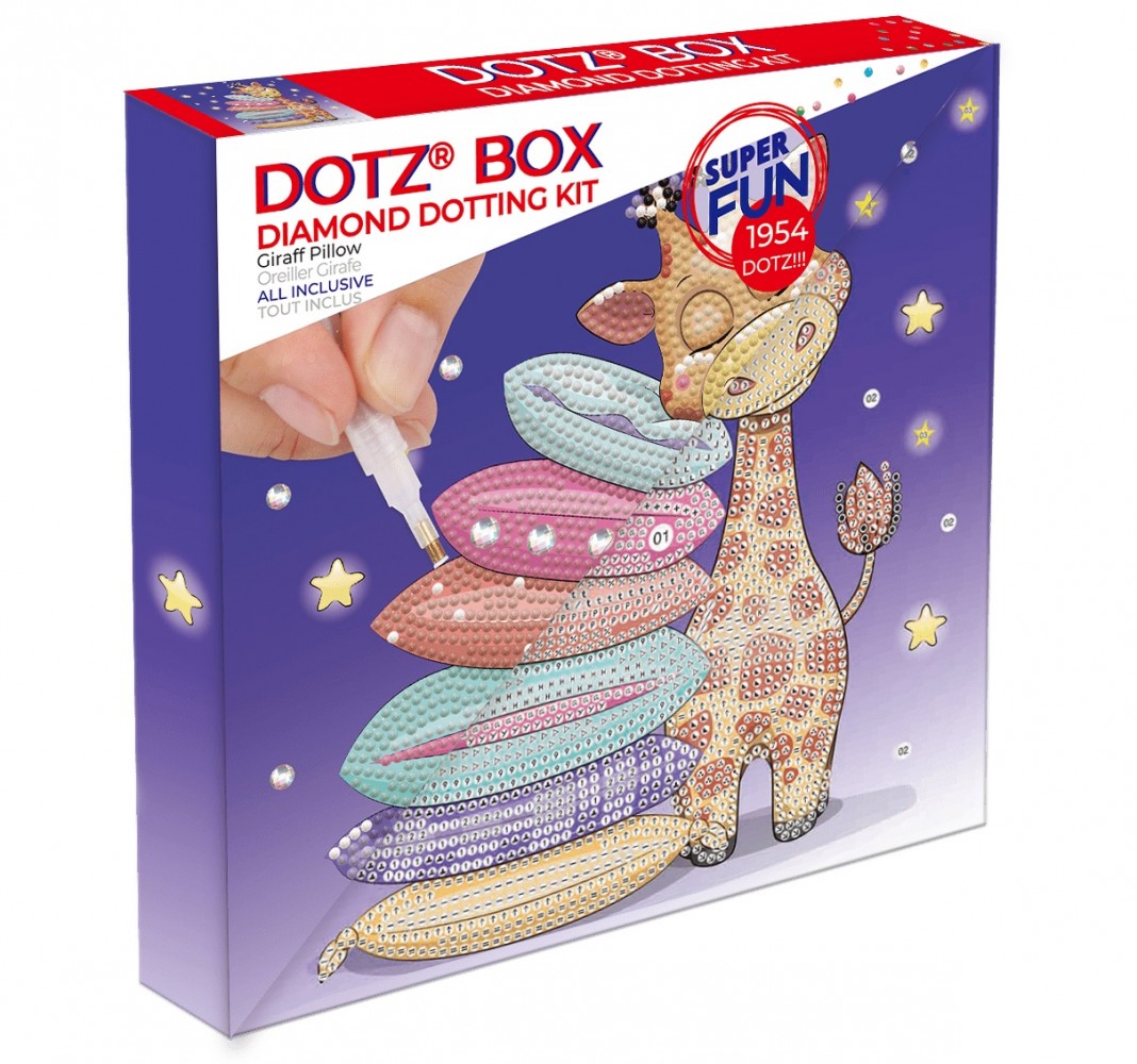 Mozaika diamentowa  Diamond Dotz - Poduszka Żyrafa pudełko