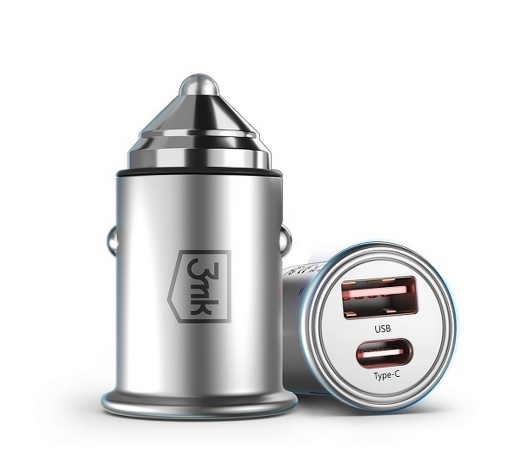 Ładowarka samochodowa 30W 1xUSB-C+USB-A PD 