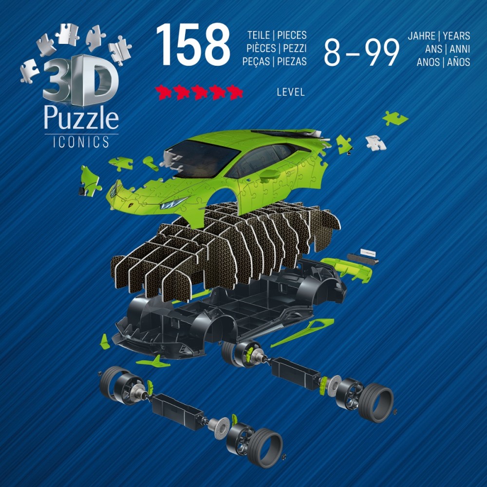 Puzzle 3D 158 elementów Samochód Lamborghini Huracan EVO Verde