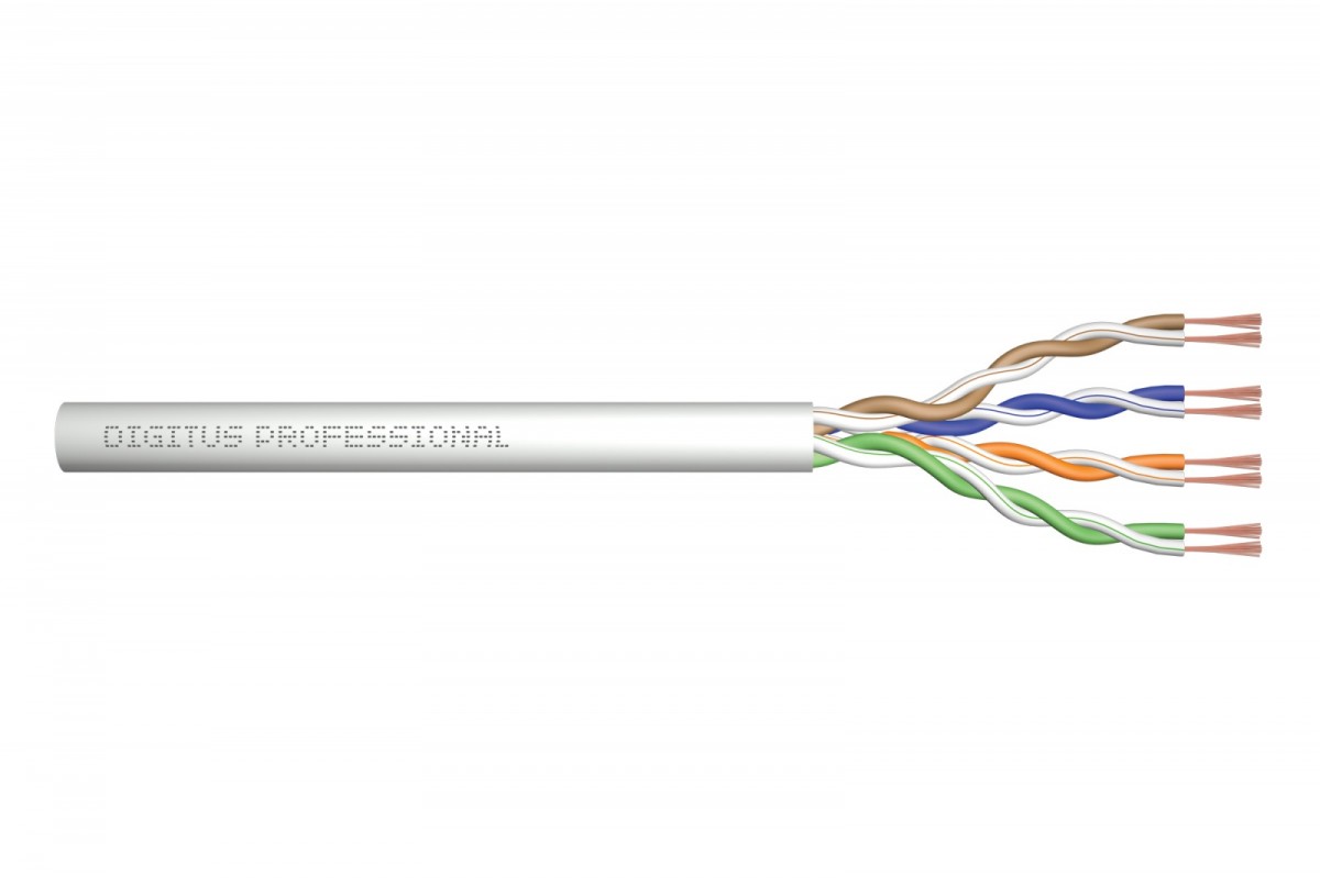 Kabel teleinformatyczny instalacyjny kat.5e, U/UTP, Eca, drut, AWG 24/1, PVC, 50m, szary