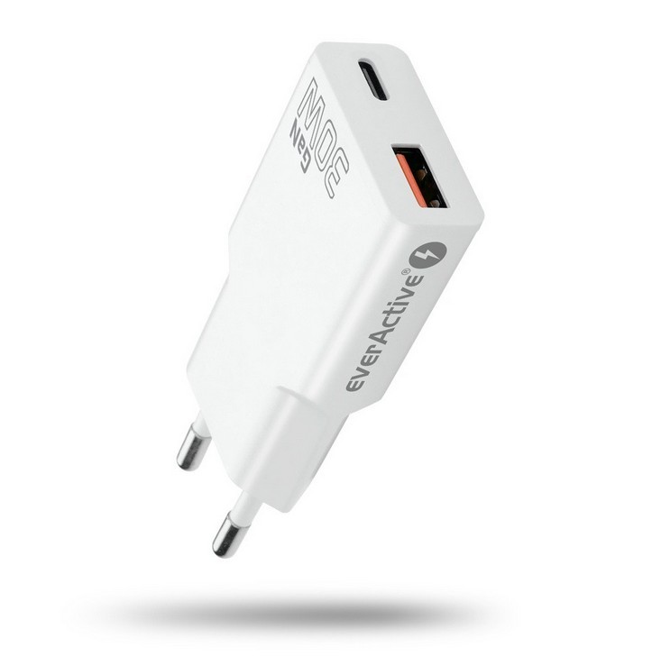 Ładowarka sieciowa SUPER SLIM QC 3.0 30W 1XUSB 1XUSB-C biała SC-380Q 