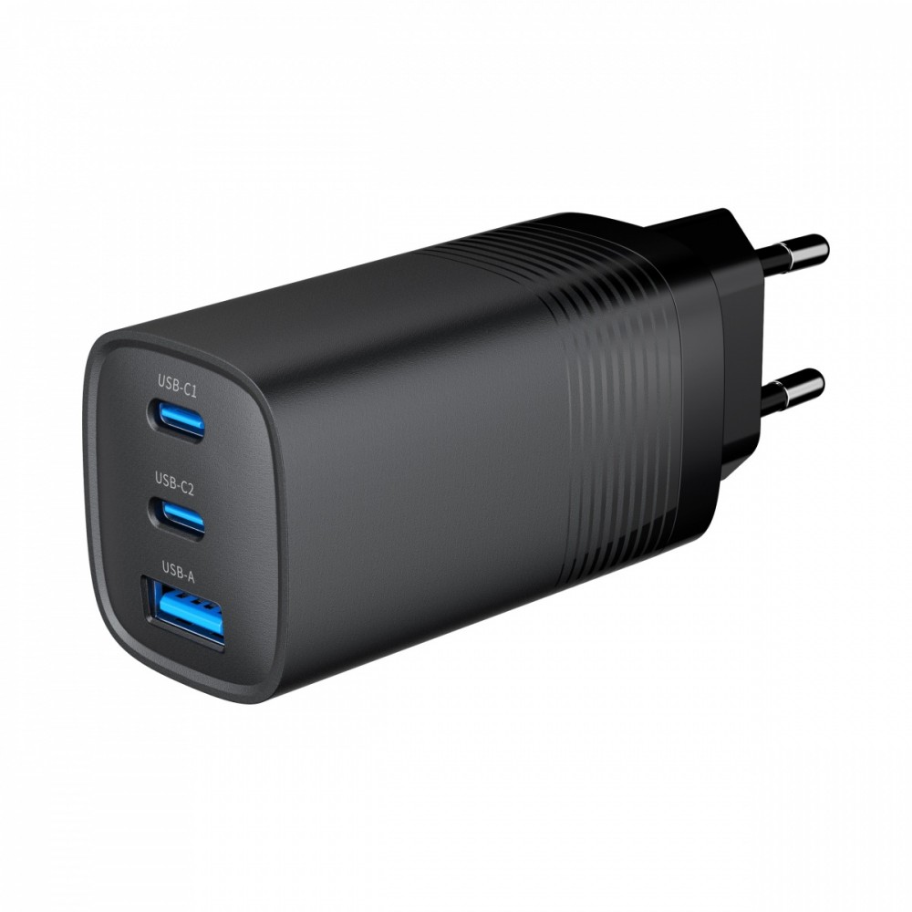 Ładowarka PowerDelivery 1xA 2xC GaN 65W Czarna 