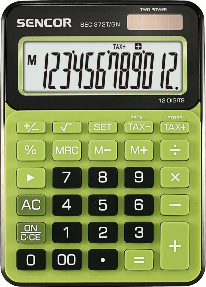 Kalkulator biurkowy SEC 372GN, duży 12 cyfrowy wyświetlacz LCD 