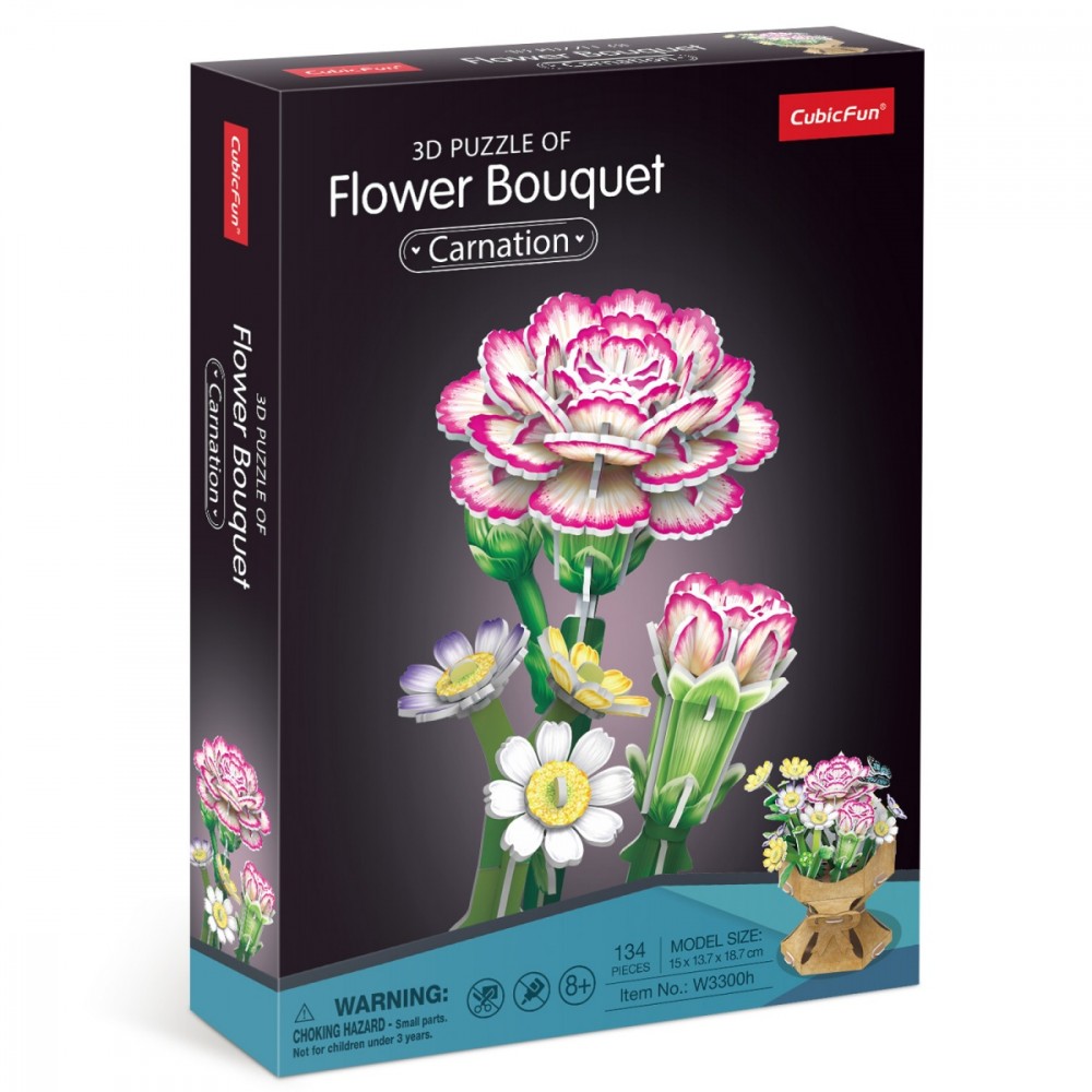 Puzzle 3D Bukiet kwiatów - Goździki