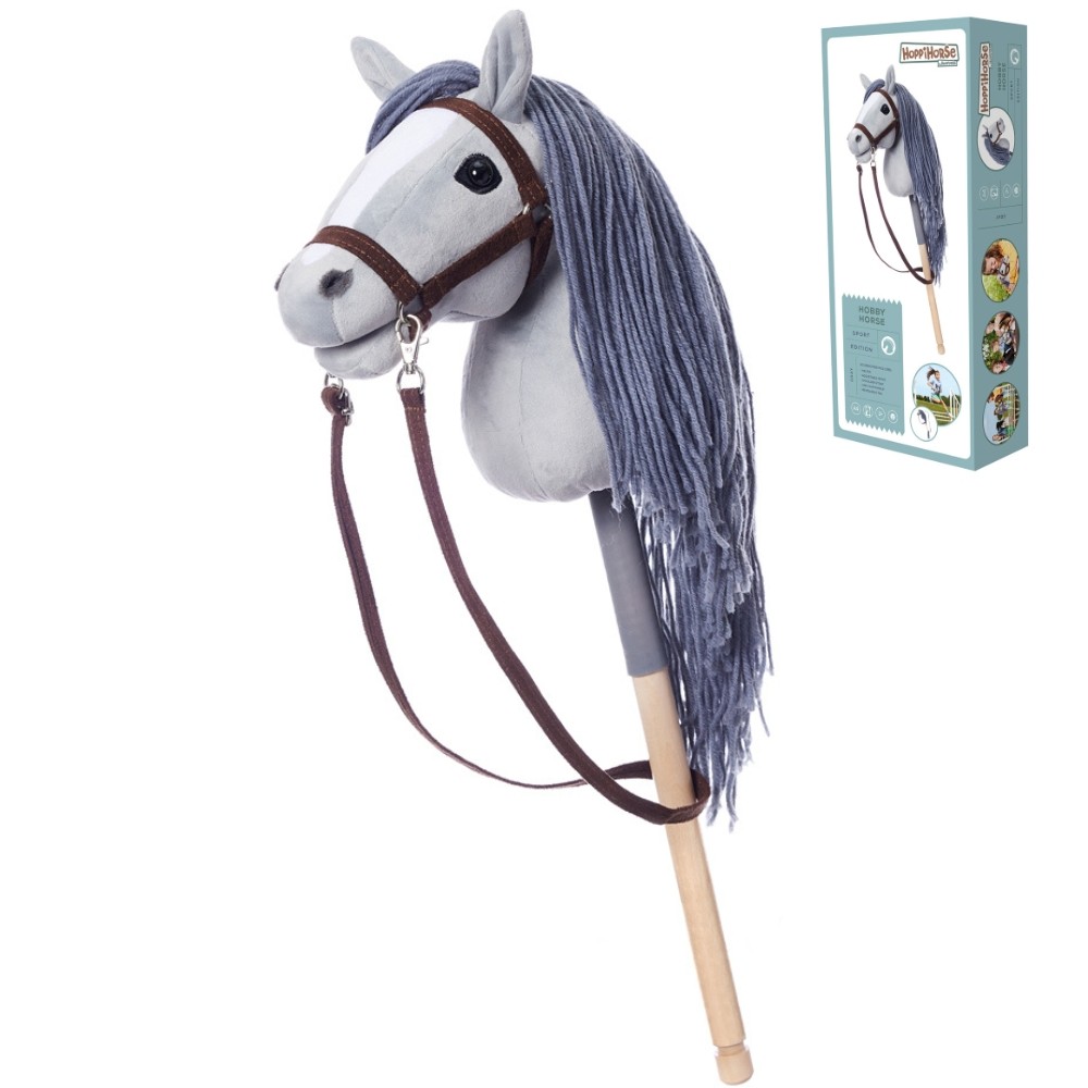Koń na kiju Hobby Horse HOPPIHORSE A4 szary, maść siwa