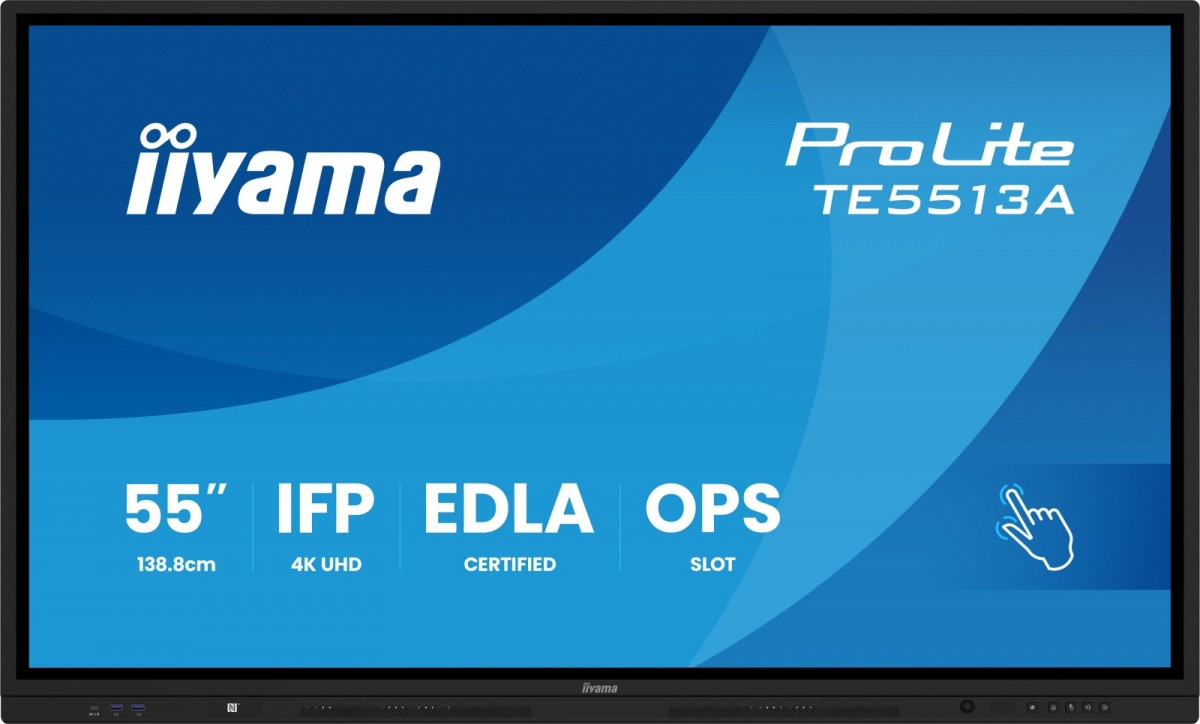 Monitor interaktywny 55 cali TE5513A-B2AG INFRARED,40pkt,IPS,4K,7H,500cd/m2,      WiFi,USB, ANDROID 14, Google EDLA,2x20W, UCHWYT ŚCIENNY 