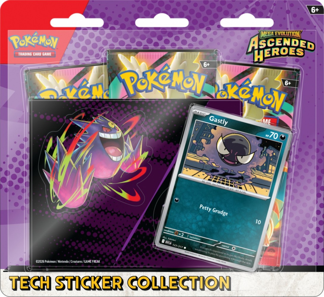 Karty Mega Evolution - Ascended Heroes - Tech Sticker Collection - Gastly/Mega Gengar