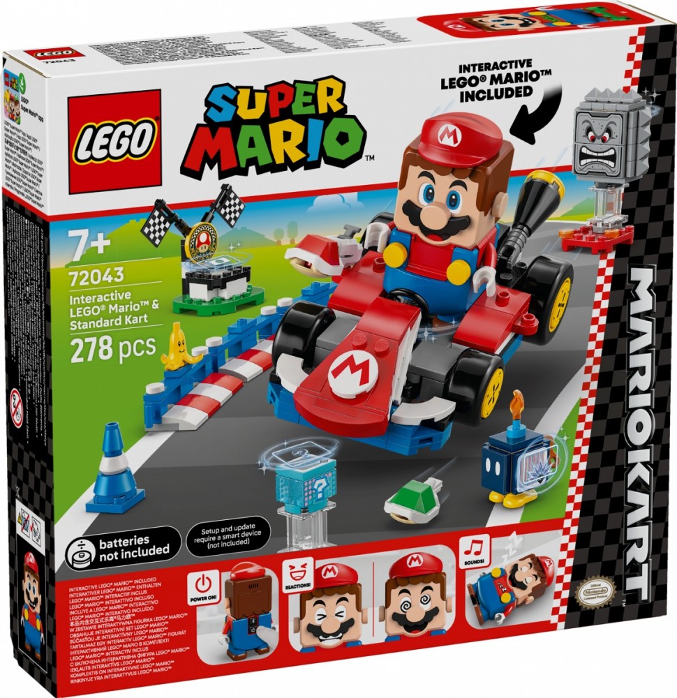 Klocki Super Mario 72043 Mario Kart - Interaktywna figurka LEGO Mario i Standard Kart 