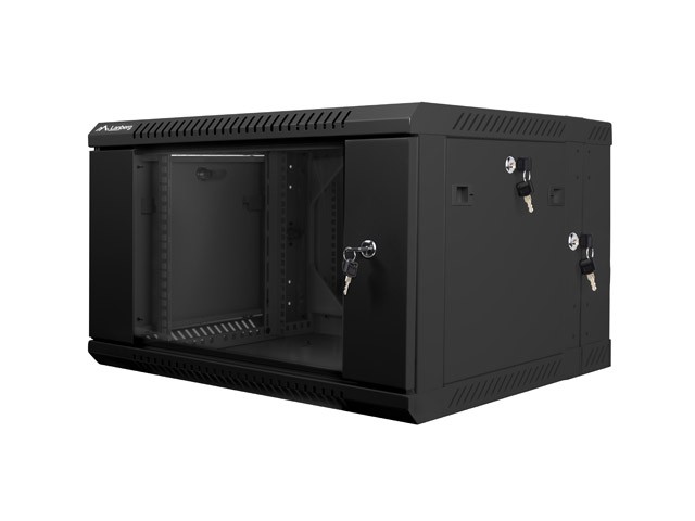 Szafa instalacyjna wisząca dwusekcyjna 19 cali 6U 600X600mm czarna