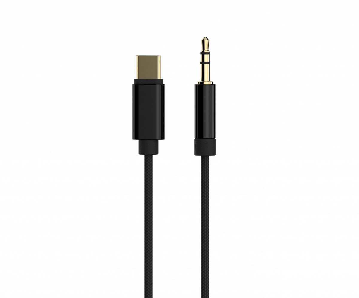 Kabel USB typu C do stereo 3.5 mm AUX, 1.5 m, czarny 