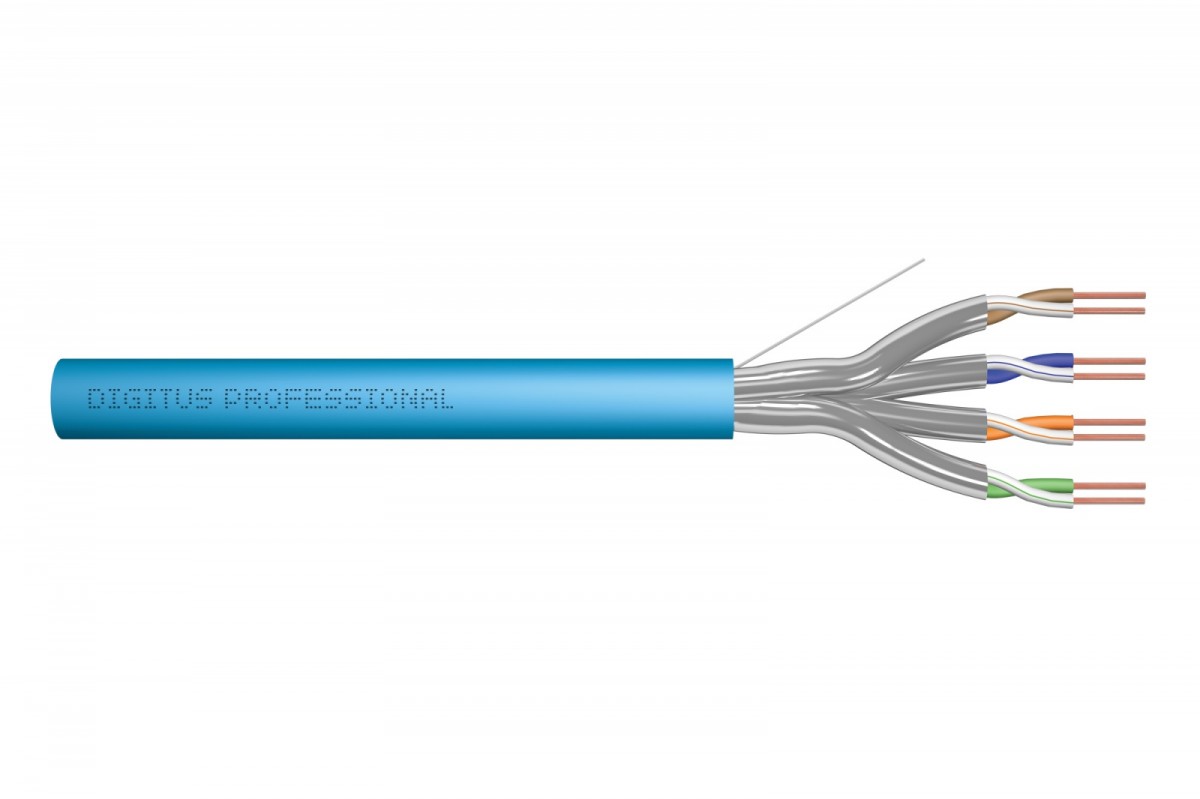 Kabel instalacyjny kat.6A, U/FTP, Eca, AWG 23/1, LSOH, 305m, karton, Niebieski