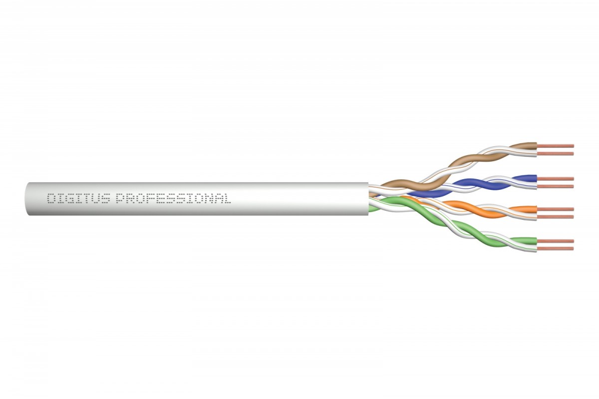 Kabel teleinformatyczny instalacyjny kat.5e, U/UTP, Dca, drut, AWG 24/1, LSOH, 500m, szpula, szary