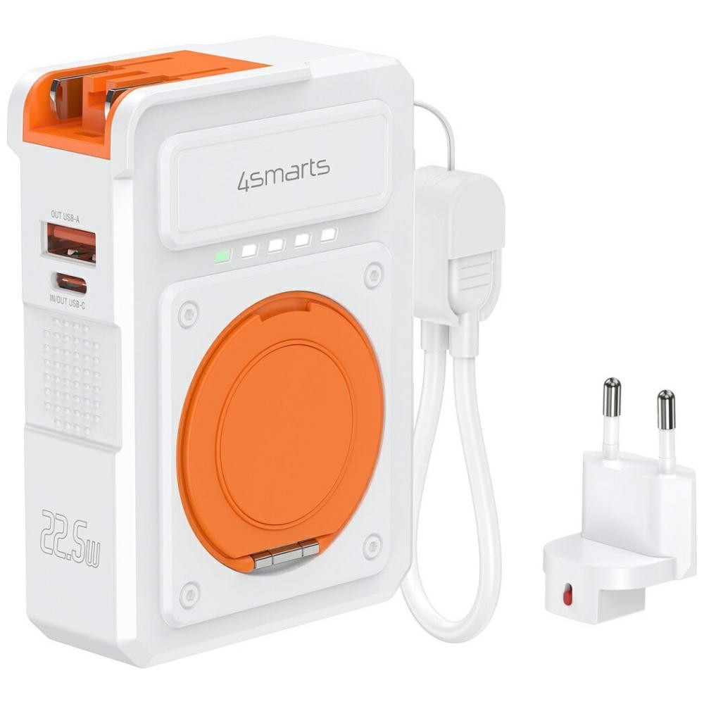 Ładowarka 6w1 Powerbank 10000mAh 22,5W Qi indukcyjne USB-C +     USB-A + kabel USB-C Biała 