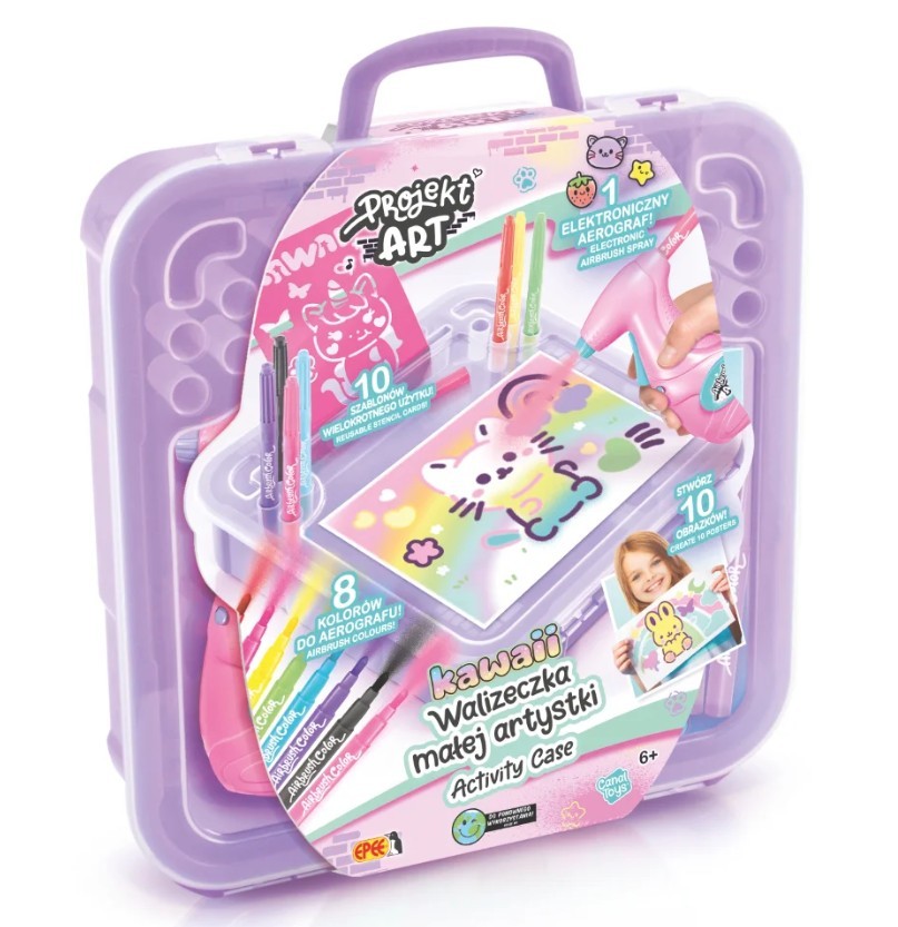 Projekt Art - Walizeczka małej artystki Kawaii - Kreatywny zestaw z elektronicznym aerografem