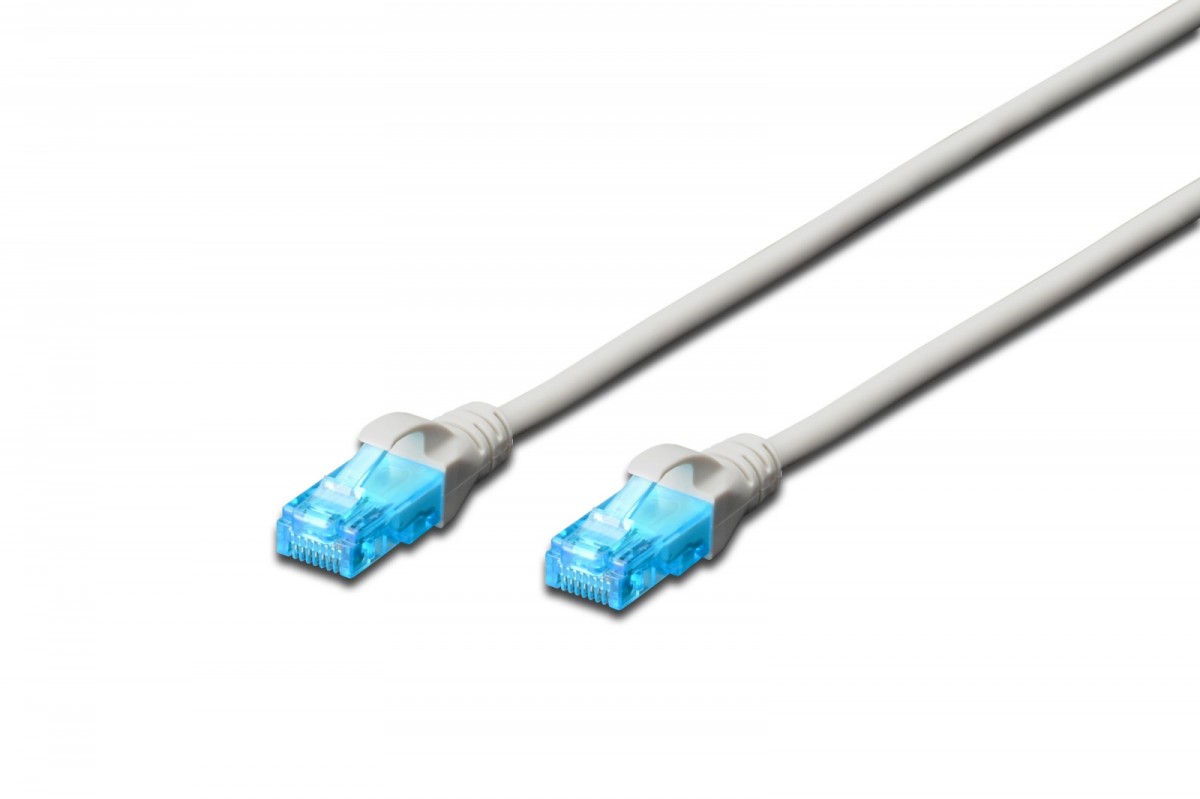 Patch cord kat.5e UTP, CU, AWG 26/7 1m Szary 