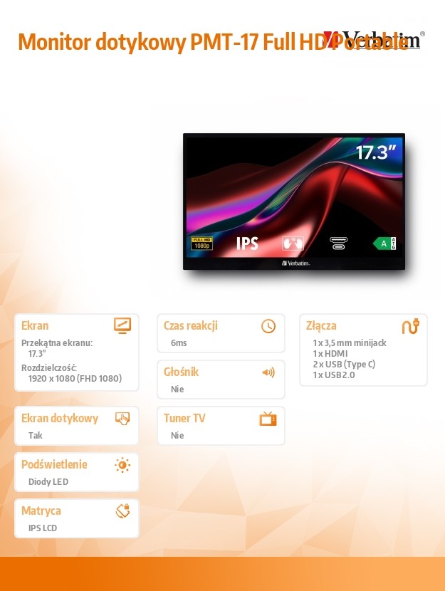 Monitor dotykowy PMT-17 Full HD Portable 