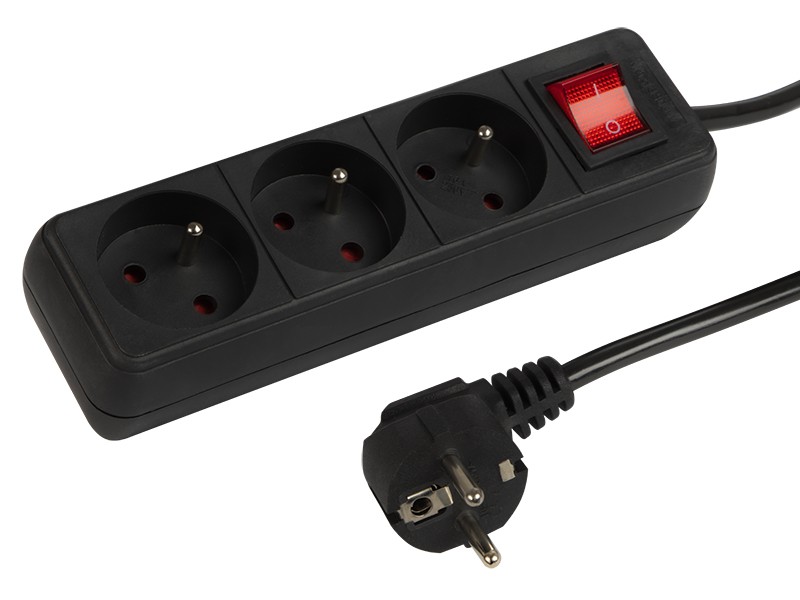 Przedłużacz PR-370WSP 3m 3Gu 3x1,5 czarny 