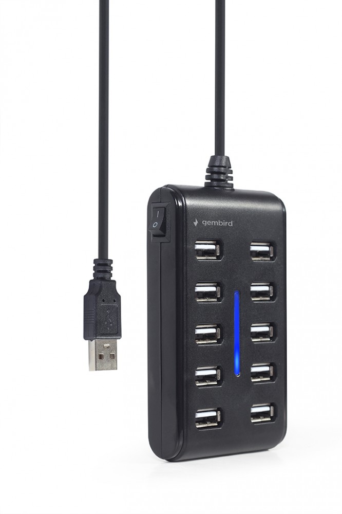 HUB USB 2.0 10-portowy czarny 