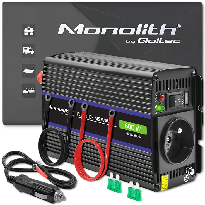 Przetwornica napięcia Monolith 600 MS Wave | 12V na 230V |       300/600W | USB 