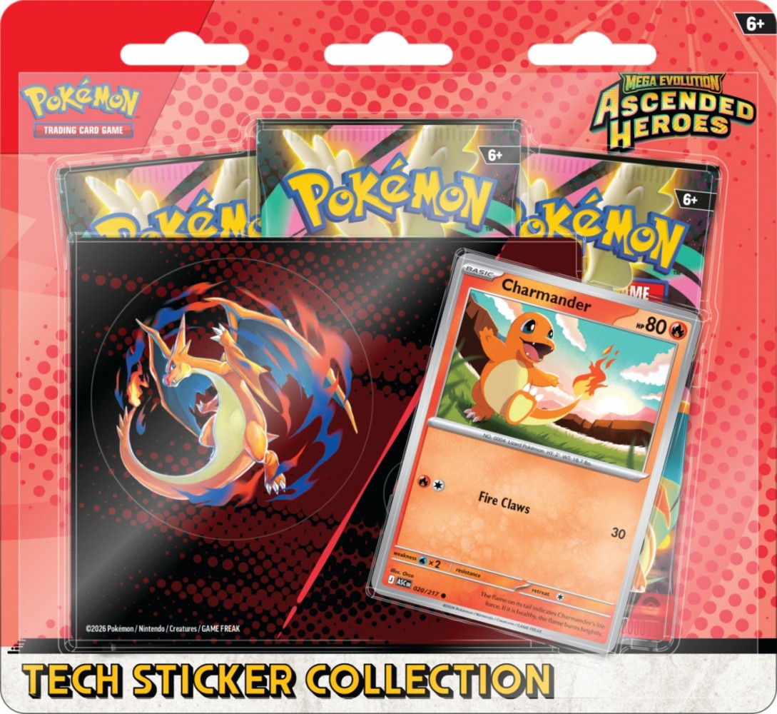 Karty Mega Evolution - Ascended Heroes - Tech Sticker Collection - Charmander/Mega Charizard Y